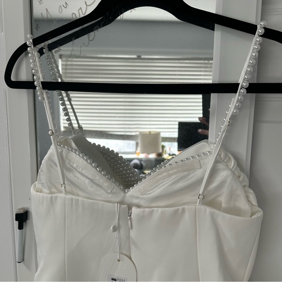 Meshki White Mini Dress with Pearl Details - Picture 9 of 12